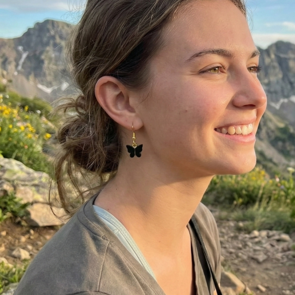 Black butterfly earring