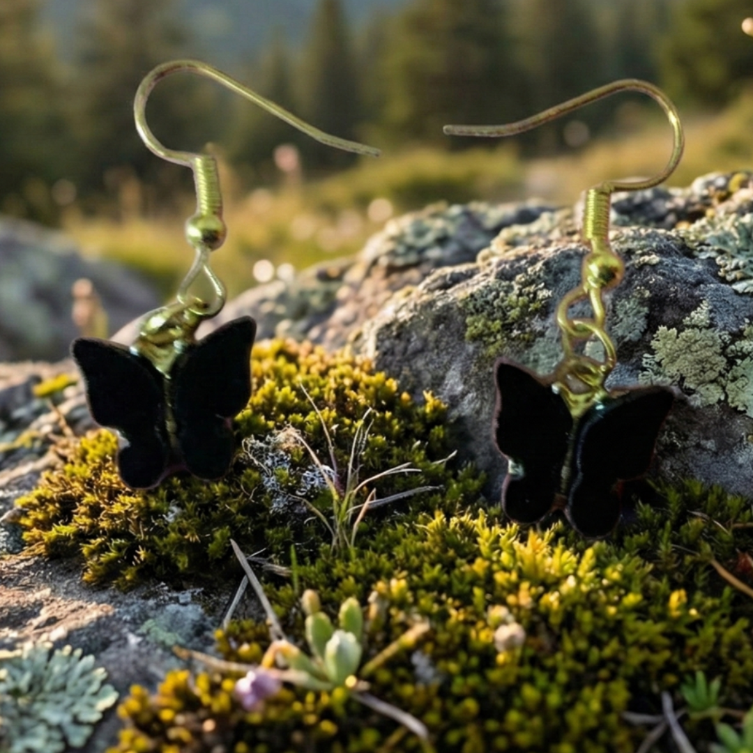 Black butterfly earring