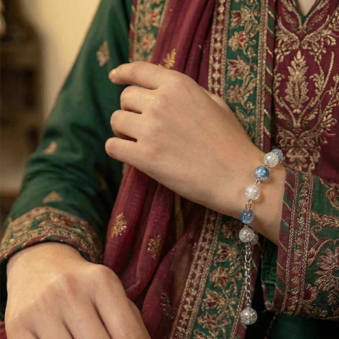 Azure Crystal Charm Bracelet