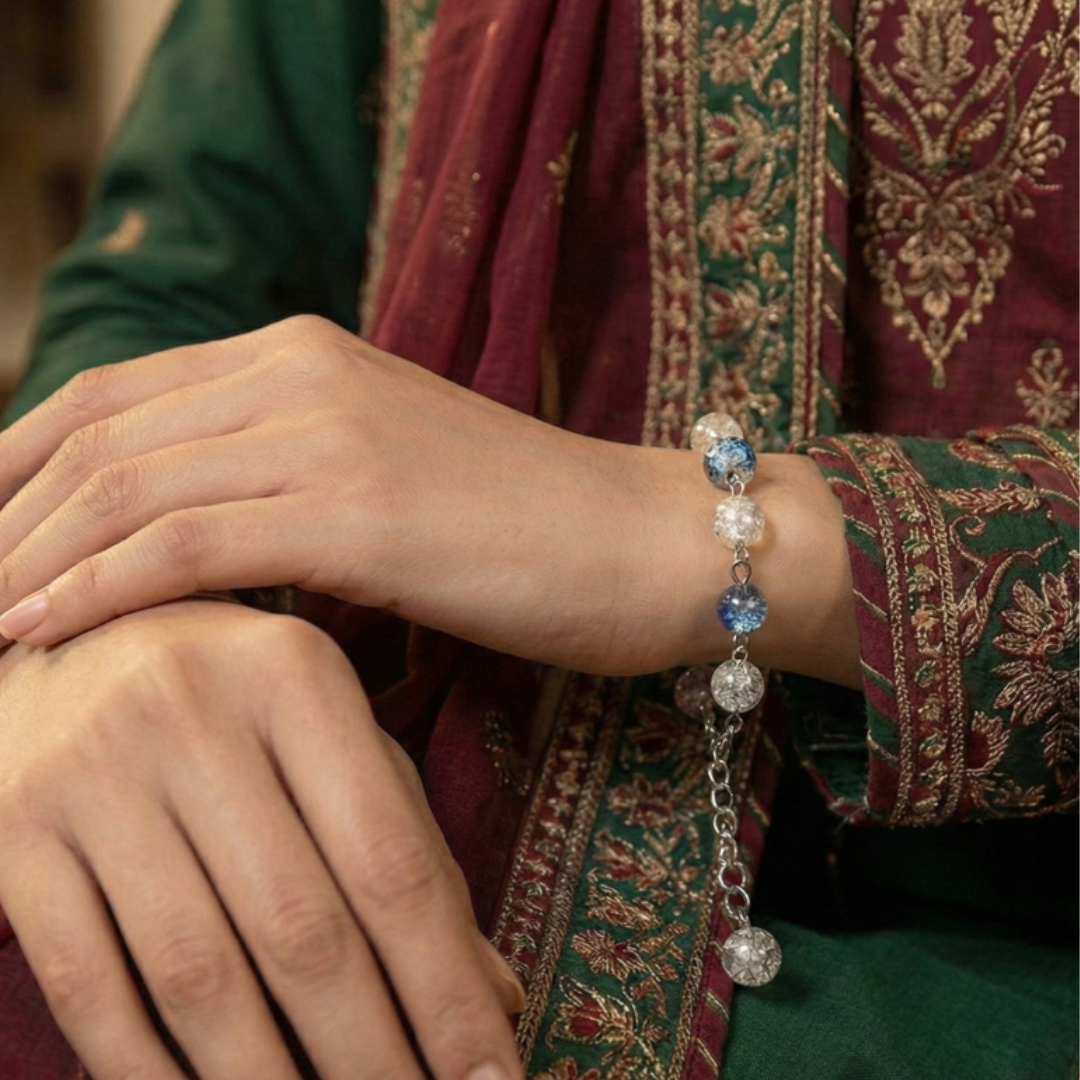 Azure Crystal Charm Bracelet